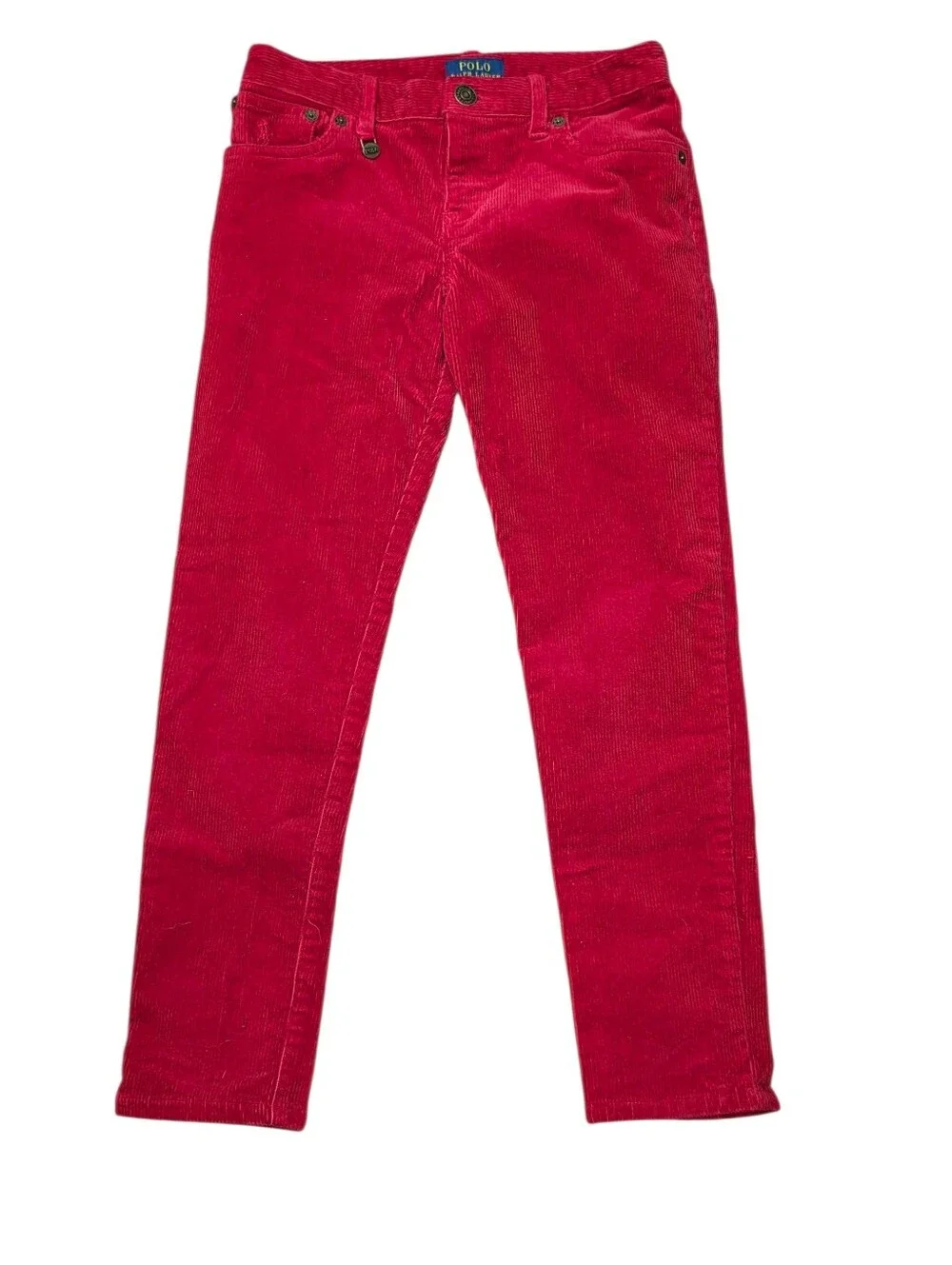 Ralph Lauren Corduroy Pants Boys Size 8 Red 5 Pocket Embroidered Pony